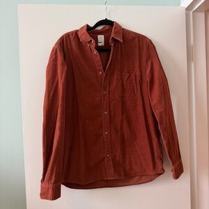 H&M Rust burnt orange 100% Cotton corduroy long sleeve Shirt